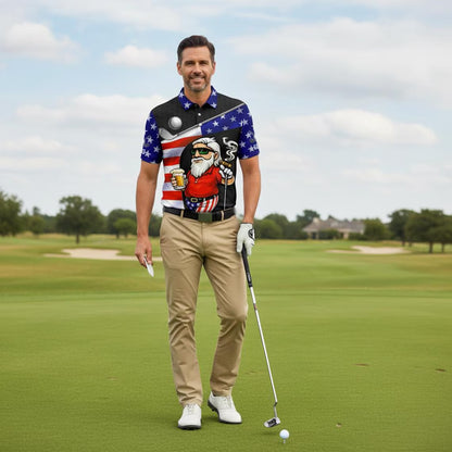 Patriotic Golf Beer Shirt – Men’s 4th of July Golf Polo, 250th Anniversary Golf Shirts For Men