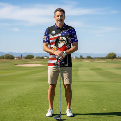 Patriotic Golf Beer Shirt – Men’s 4th of July Golf Polo, 250th Anniversary Golf Shirts For Men