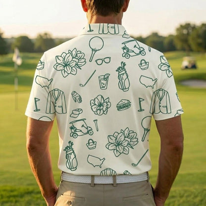 Golf Green Pattern Masters Inspired Golf Polo Shirt, Father's Day Gifts