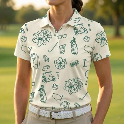 Golf Green Pattern Masters Inspired Golf Polo Shirt, Father's Day Gifts