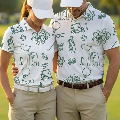 Golf Green Pattern Masters Inspired Golf Polo Shirt, Father's Day Gifts