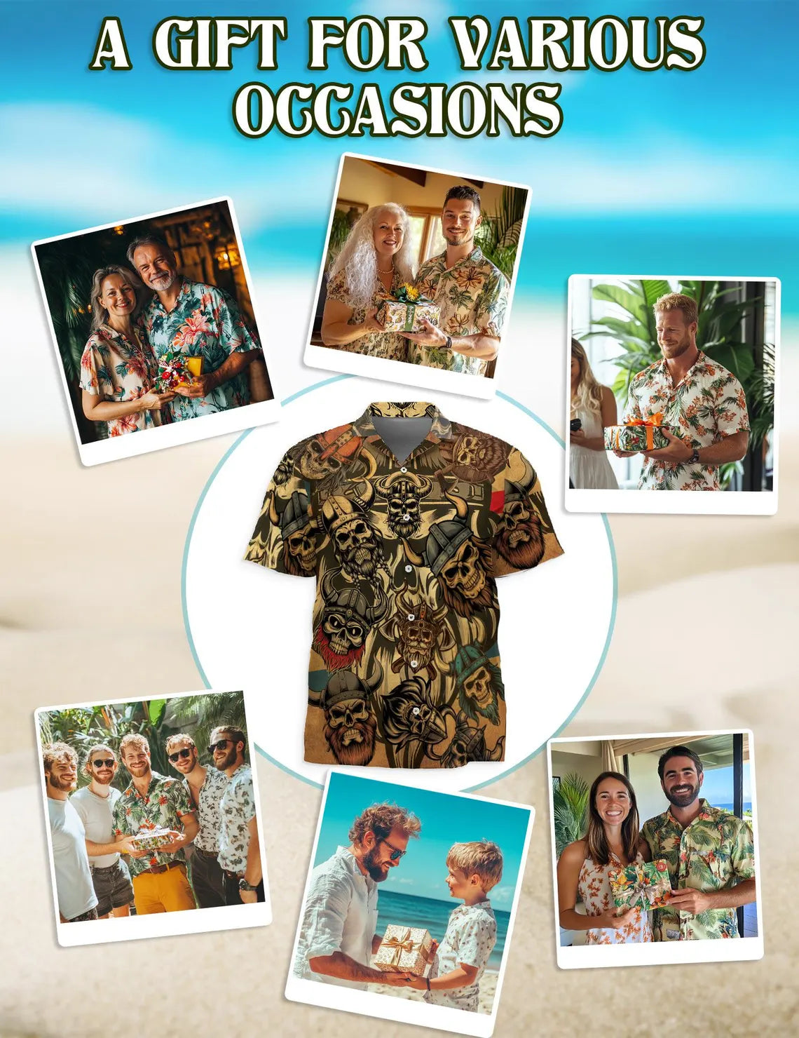 Viking Skull Hawaiian Shirt, Norse Warrior Aloha Beach Top Unisex