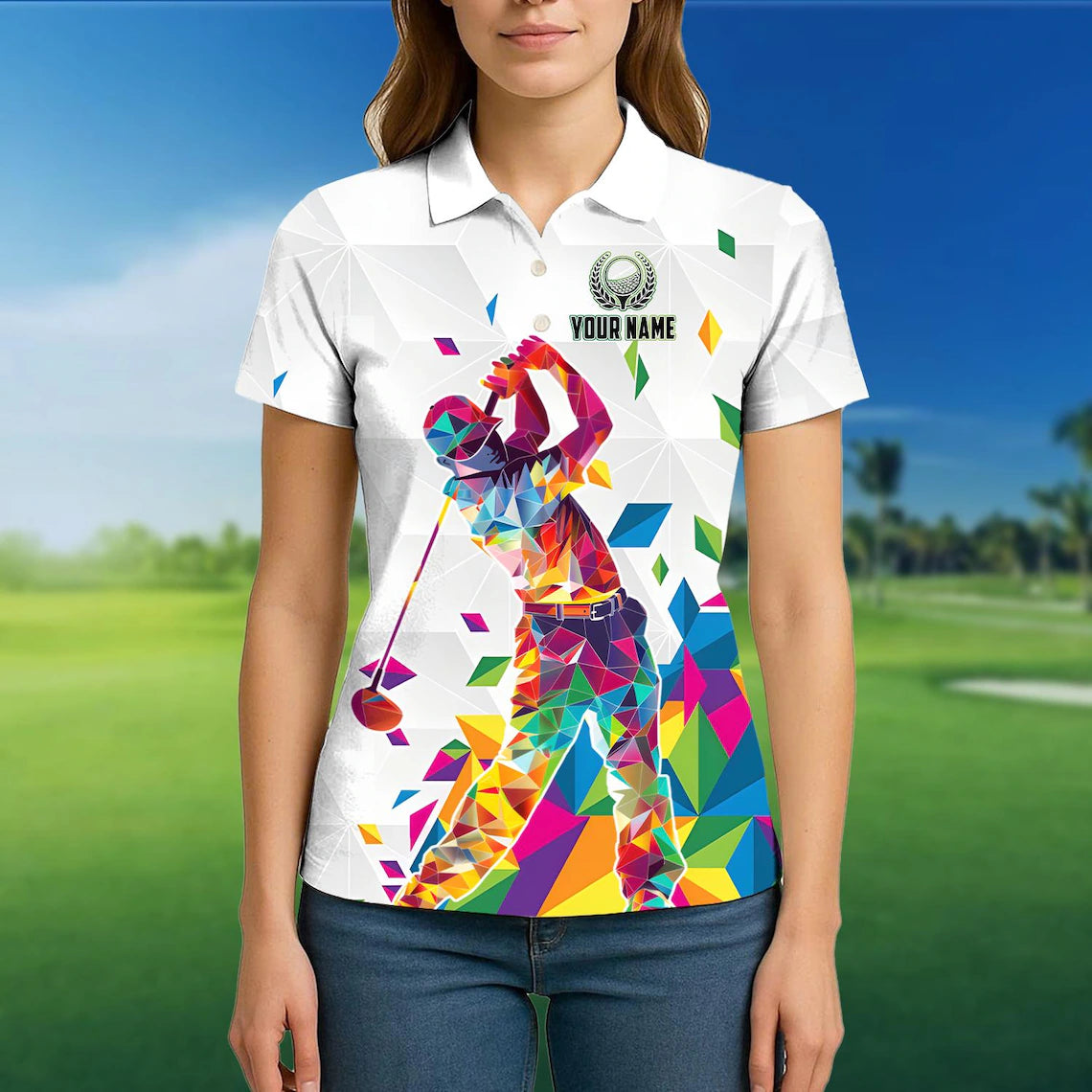Rainbow Swing Golf Polo Shirt, Custom Team Name 3D Polo Shirt