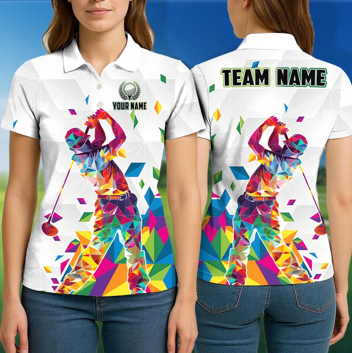 Rainbow Swing Golf Polo Shirt, Custom Team Name 3D Polo Shirt
