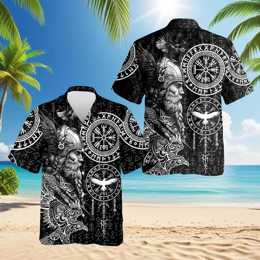Viking Hawaiian Shirt, Norse Mythology Aloha Shirt, Odin Warrior Shirt