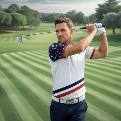Patriotic Golf Beer Shirt – Men’s 4th of July Golf Polo,I Put It in Every Hole Mens Golf Polo Shirt