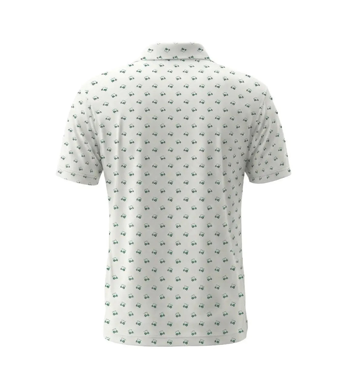 Men's Golf Polo Shirt – Green Golf Cart Pattern, Athletic Fit