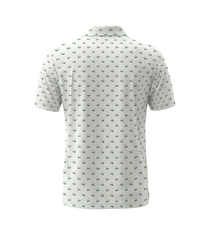 Men's Golf Polo Shirt – Green Golf Cart Pattern, Athletic Fit