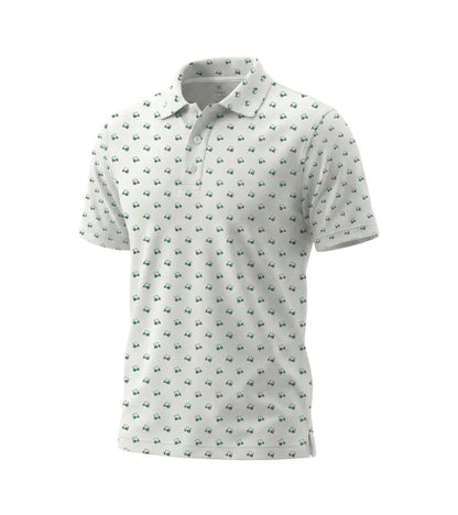 Men's Golf Polo Shirt – Green Golf Cart Pattern, Athletic Fit