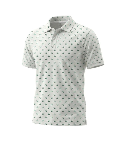 Men's Golf Polo Shirt – Green Golf Cart Pattern, Athletic Fit