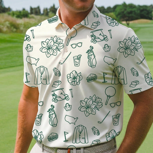 Golf Green Pattern Masters Inspired Golf Polo Shirt, Father's Day Gifts