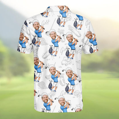 Custom Face Golf Polo Shirt for Men, Personalized Photo Golf Shirt