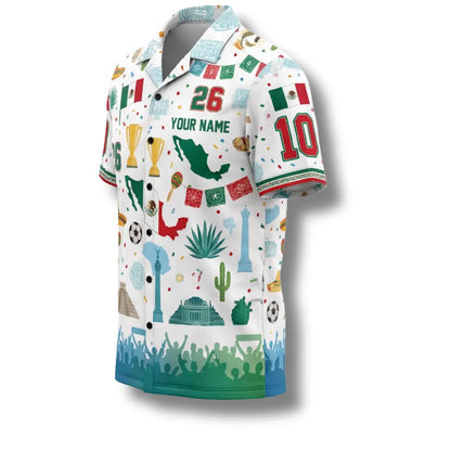 Custom Mexico Soccer Hawaiian Shirt, Personalized Summer Beach Wear