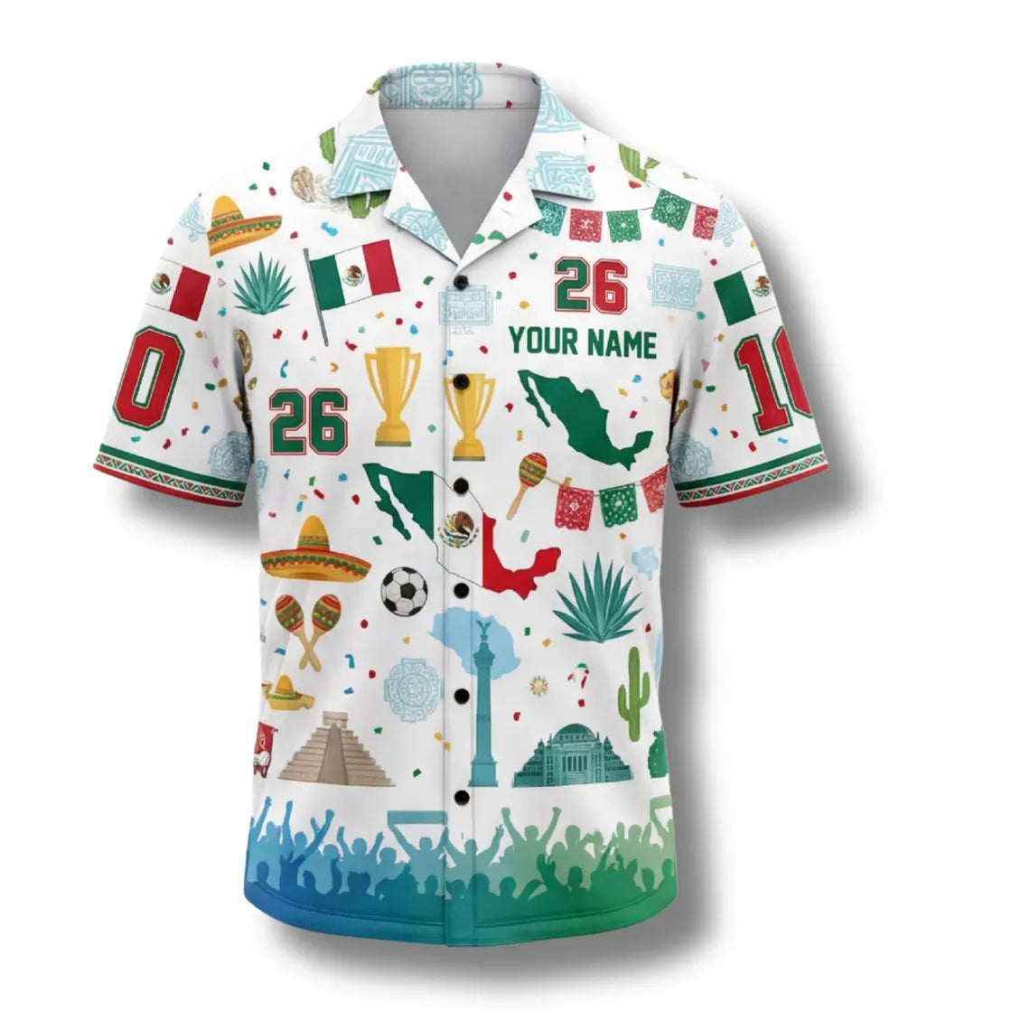 Custom Mexico Soccer Hawaiian Shirt, Personalized Summer Beach Wear