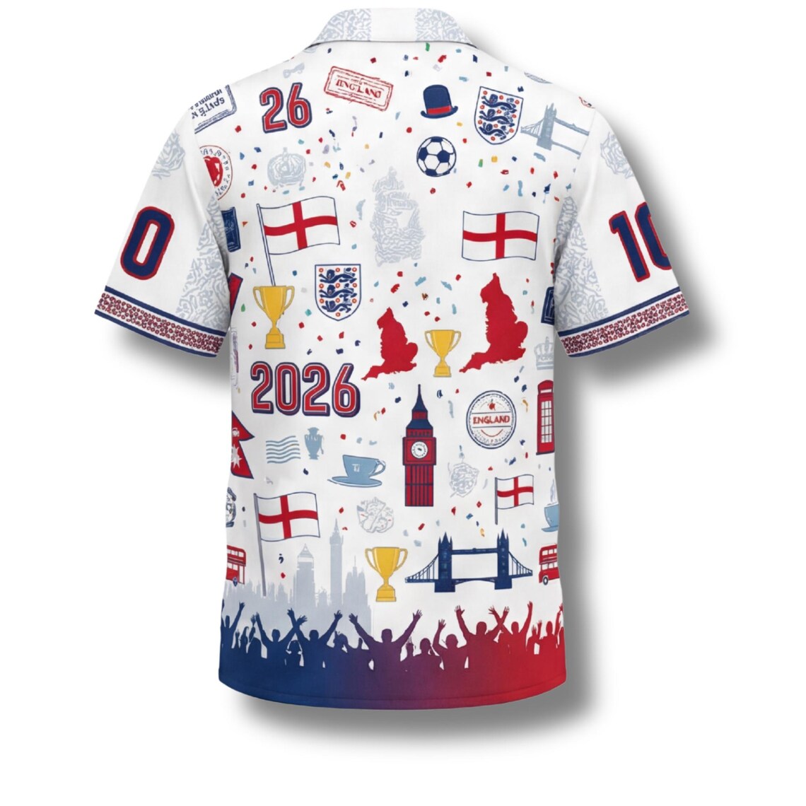 England Hawaiian Shirt 2026 Soccer Fan Gift, Personalized Tropical Button Up Shirt