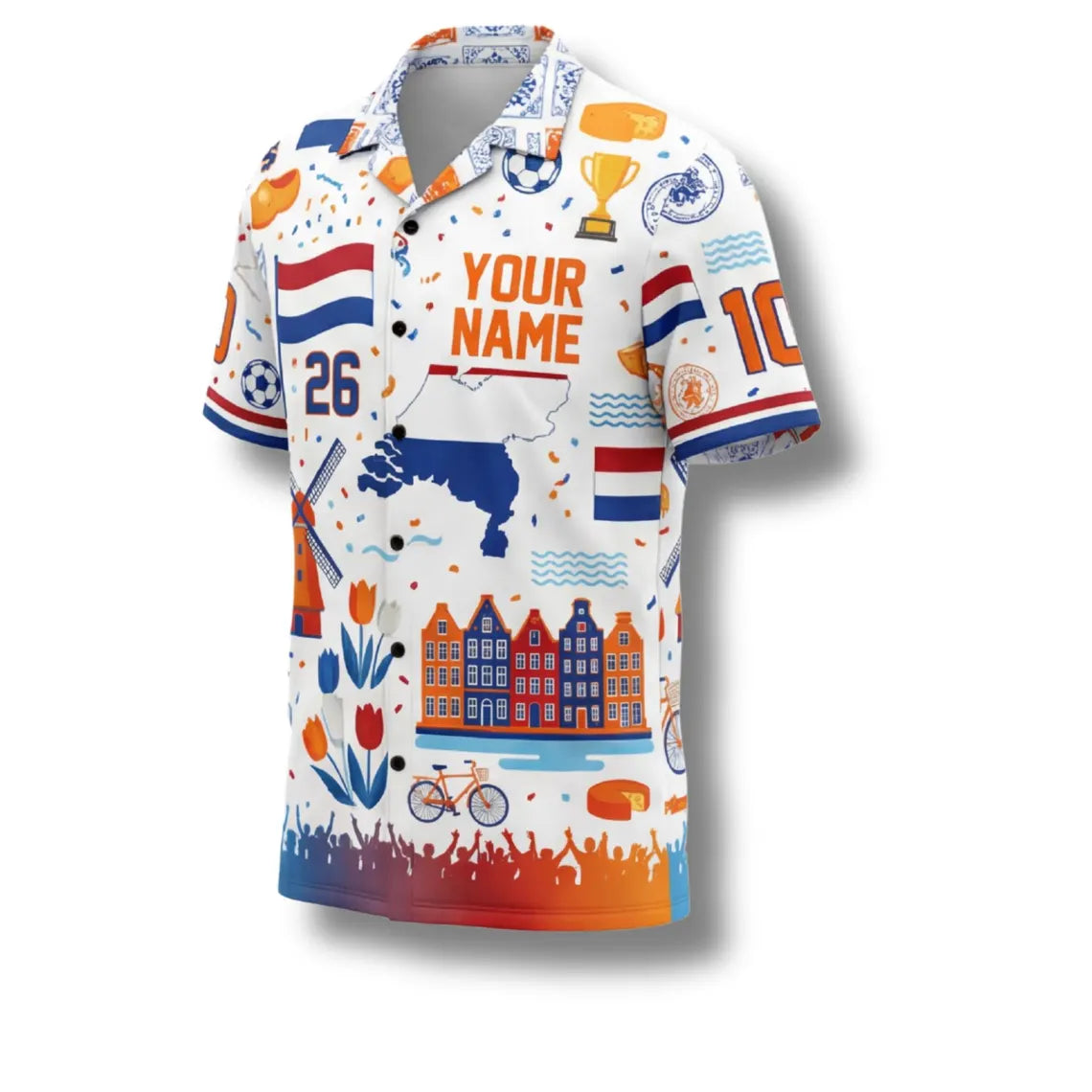 Netherlands Hawaiian Shirt 2026 Soccer Fan Gift, Personalized Tropical Button Up Shirt