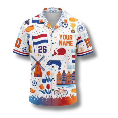 Netherlands Hawaiian Shirt 2026 Soccer Fan Gift, Personalized Tropical Button Up Shirt