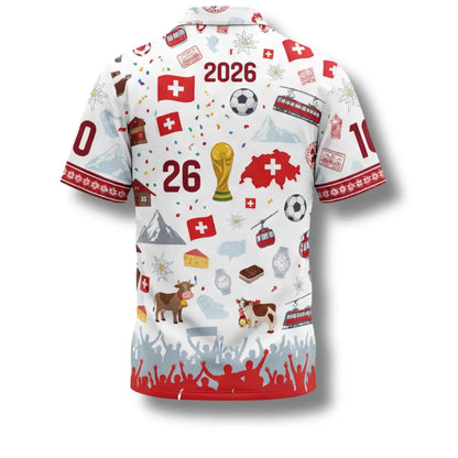 Switzerland Hawaiian Shirt 2026 Soccer Fan Gift, Personalized Tropical Button Up Shirt