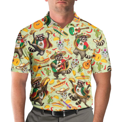 Men's Raccoon Taco Fiesta Golf Polo Shirt