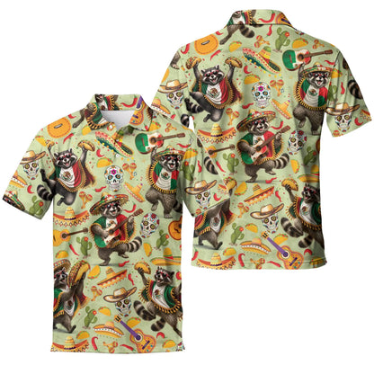 Men's Raccoon Taco Fiesta Golf Polo Shirt