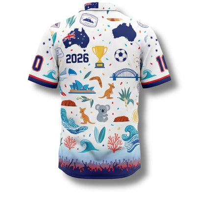 Australia Hawaiian Shirt 2026 Soccer Fan Gift, Personalized Tropical Button Up Shirt