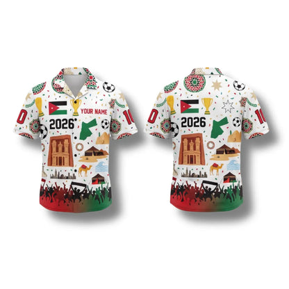 Jordan Hawaiian Shirt 2026 Soccer Fan Gift, Personalized Tropical Button Up Shirt