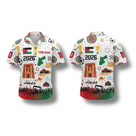Jordan Hawaiian Shirt 2026 Soccer Fan Gift, Personalized Tropical Button Up Shirt