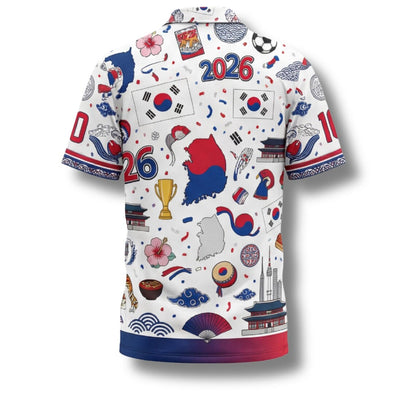 South Korea Hawaiian Shirt 2026 Soccer Fan Gift, Personalized Tropical Button Up Shirt