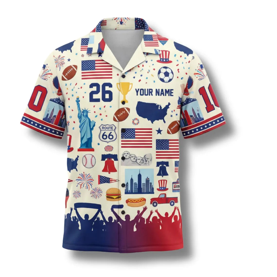 USA Hawaiian Shirt 2026 Soccer Fan Gift, Personalized Patriotic Button Up Tropical Shirt