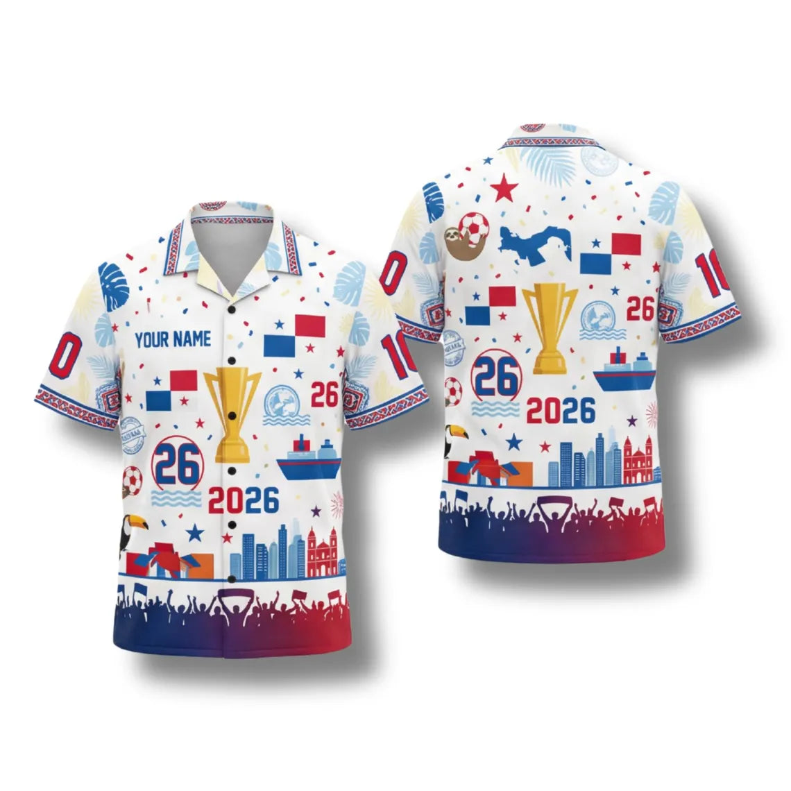Panama Hawaiian Shirt 2026 Soccer Fan Gift, Personalized Tropical Button Up Shirt