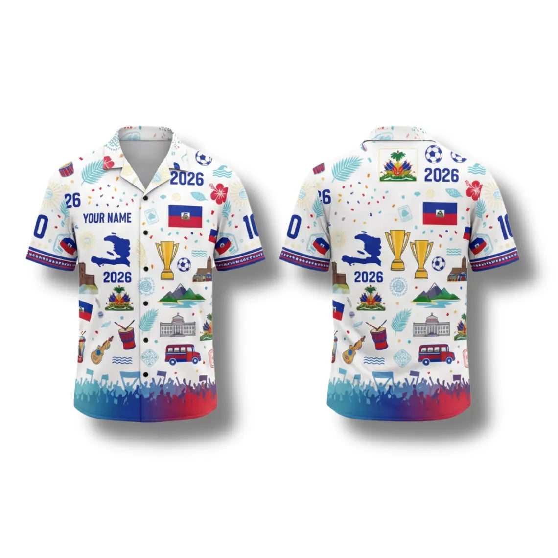 Haiti Hawaiian Shirt 2026 Soccer Fan Gift, Personalized Tropical Button Up Shirt