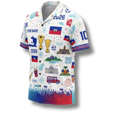 Haiti Hawaiian Shirt 2026 Soccer Fan Gift, Personalized Tropical Button Up Shirt