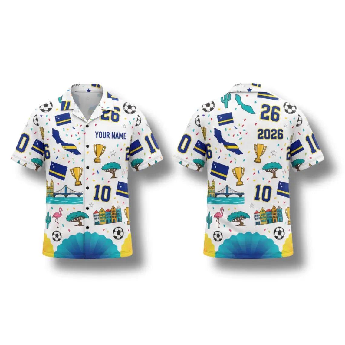 Curacao Hawaiian Shirt 2026 Soccer Fan Gift, Personalized Tropical Button Up Shirt