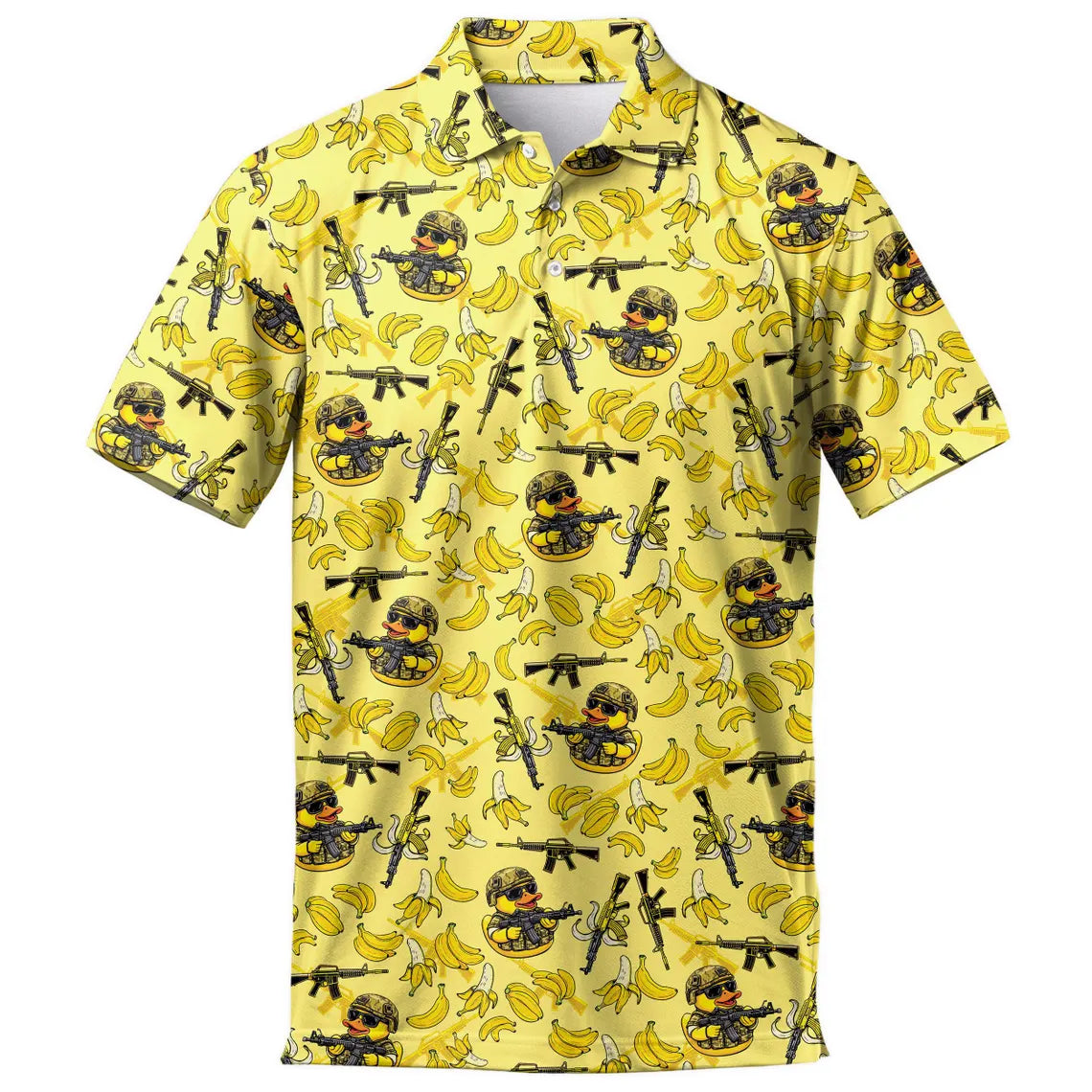 Men's Banana Duck Golf Polo, Vintage Hawaiian Style Shirt