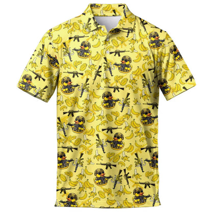 Men's Banana Duck Golf Polo, Vintage Hawaiian Style Shirt