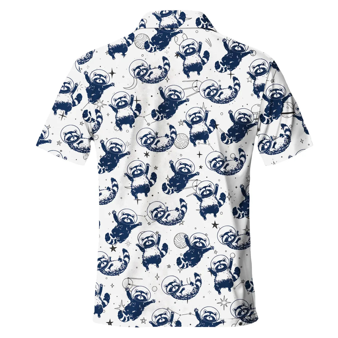 Men's Galaxy Raccoon Hawaiian Golf Polo Shirt, Funny Space Animal Print