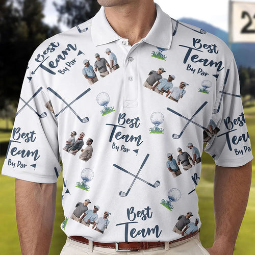 Personalized Photo Golf Polo Shirt for Dad, Best Team By Par Polo, Father's Day Gift for Golfer
