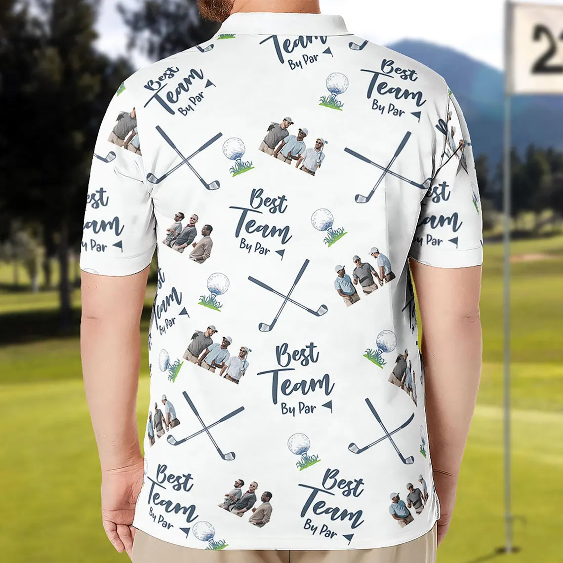 Personalized Photo Golf Polo Shirt for Dad, Best Team By Par Polo, Father's Day Gift for Golfer