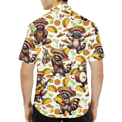 Raccoon Fiesta Hawaiian Shirt, Funny Taco Aloha Shirt for Men Women Youth, Mexican Party Summer Vacation Outfit