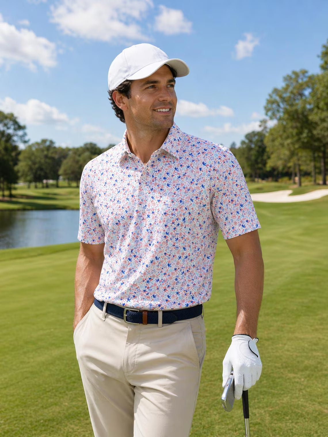 USA Patriotic Golf Polo Shirt 4th of July Shirt American Flag Fireworks Polo Independence Day Red White Blue Golf Shirt USA 1776 Polo Tee