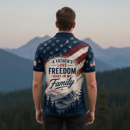 Personalized American Flag Polo Shirt, Custom Name Dad Gift