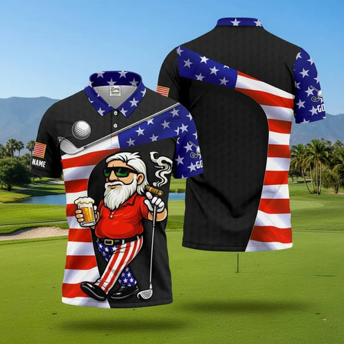 Patriotic Golf Beer Shirt – Men’s 4th of July Golf Polo, 250th Anniversary Golf Shirts For Men