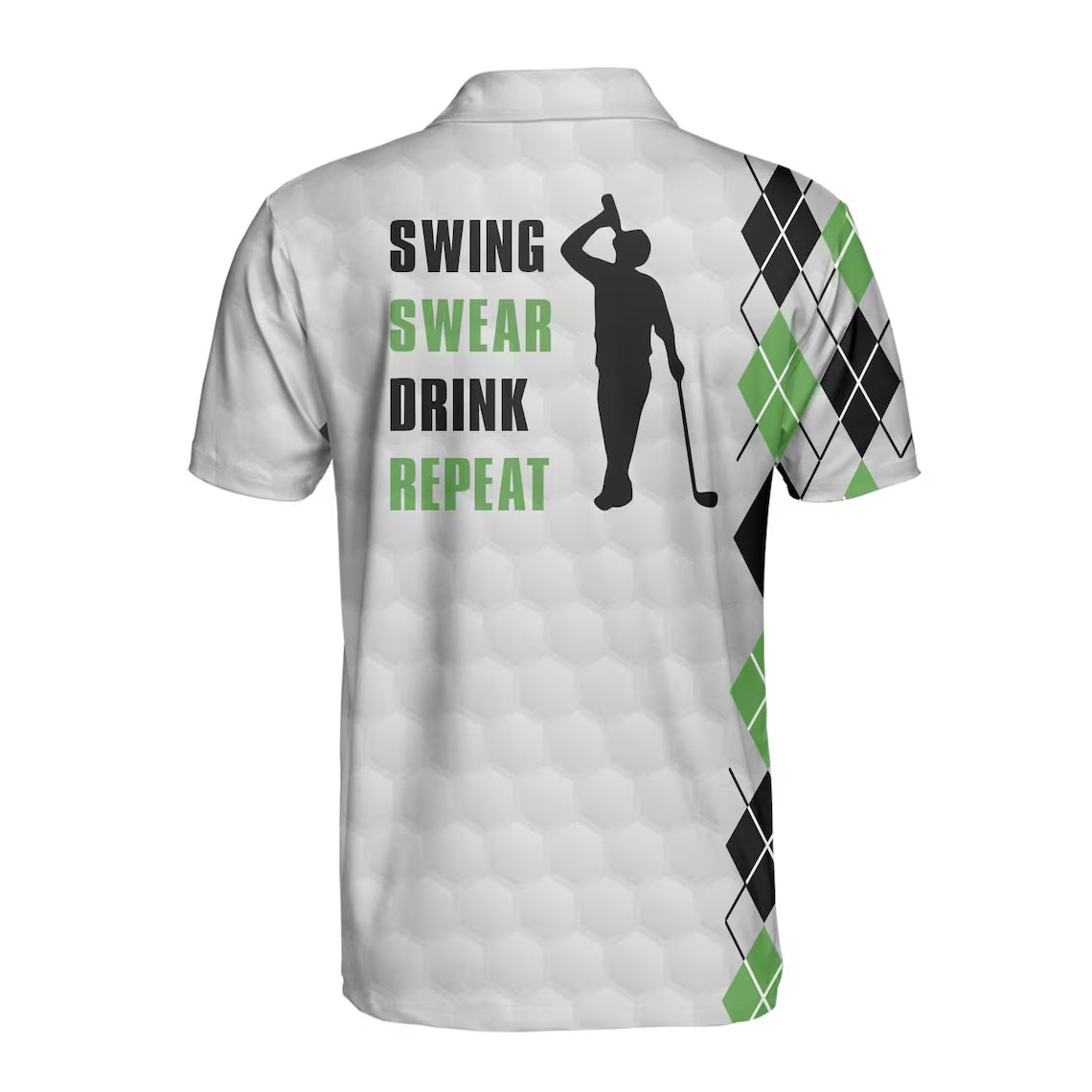 Skeleton Hawaiian Golf Polo Shirt, Vintage Golfing Print, Casual Mens Top