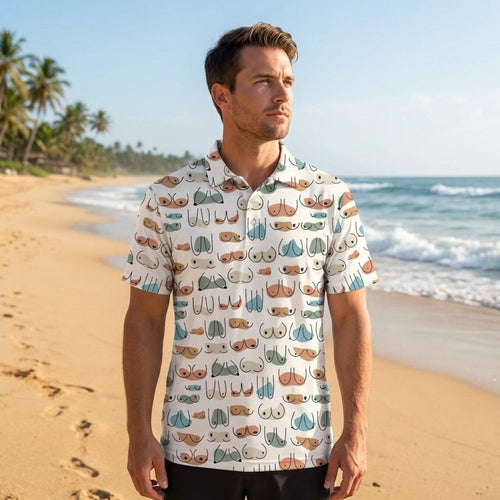 Ladies Chest Polo Shirt, Men's Funny Shirts, Fun Golf Shirts For Men
