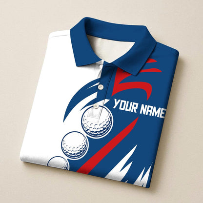 Golf American Flag Design Customized Name, Team Name 3D Polo Shirt