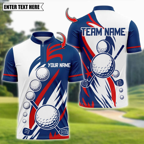 Golf American Flag Design Customized Name, Team Name 3D Polo Shirt
