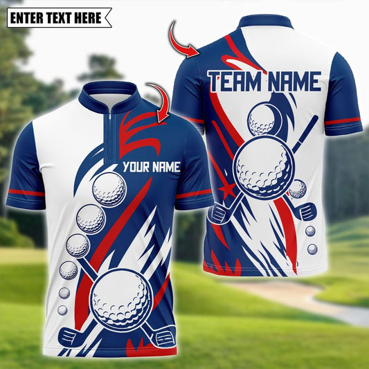 Golf American Flag Design Customized Name, Team Name 3D Polo Shirt