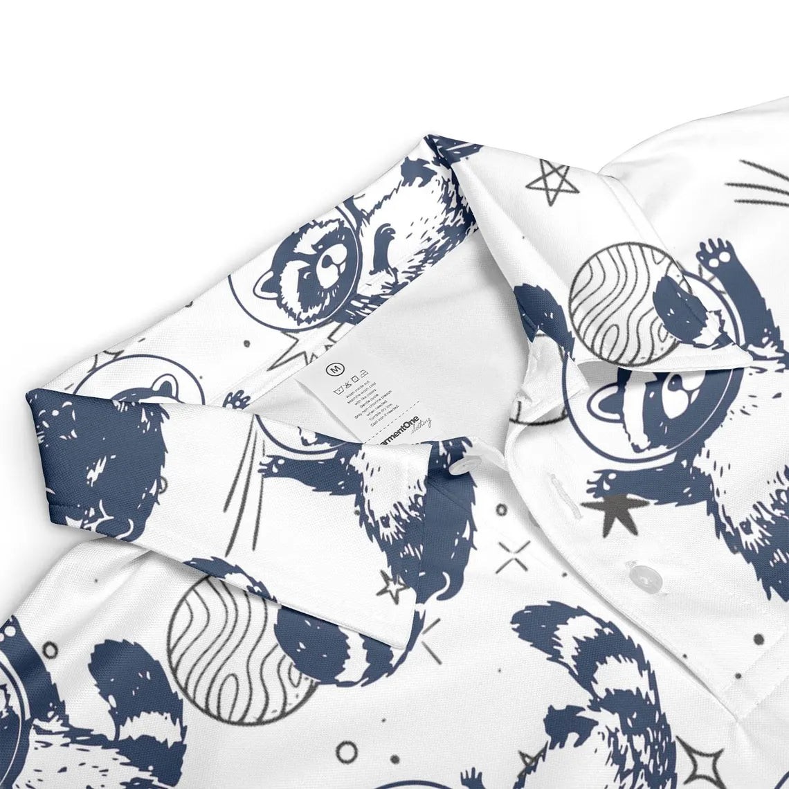 Men's Galaxy Raccoon Hawaiian Golf Polo Shirt, Funny Space Animal Print