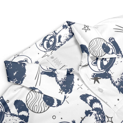 Men's Galaxy Raccoon Hawaiian Golf Polo Shirt, Funny Space Animal Print