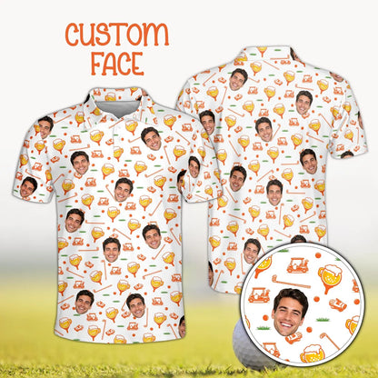 Custom Face Polo Shirt, Personalized Golf Shirt for Men and Women, Funny Beer Golf Shirt with Photo